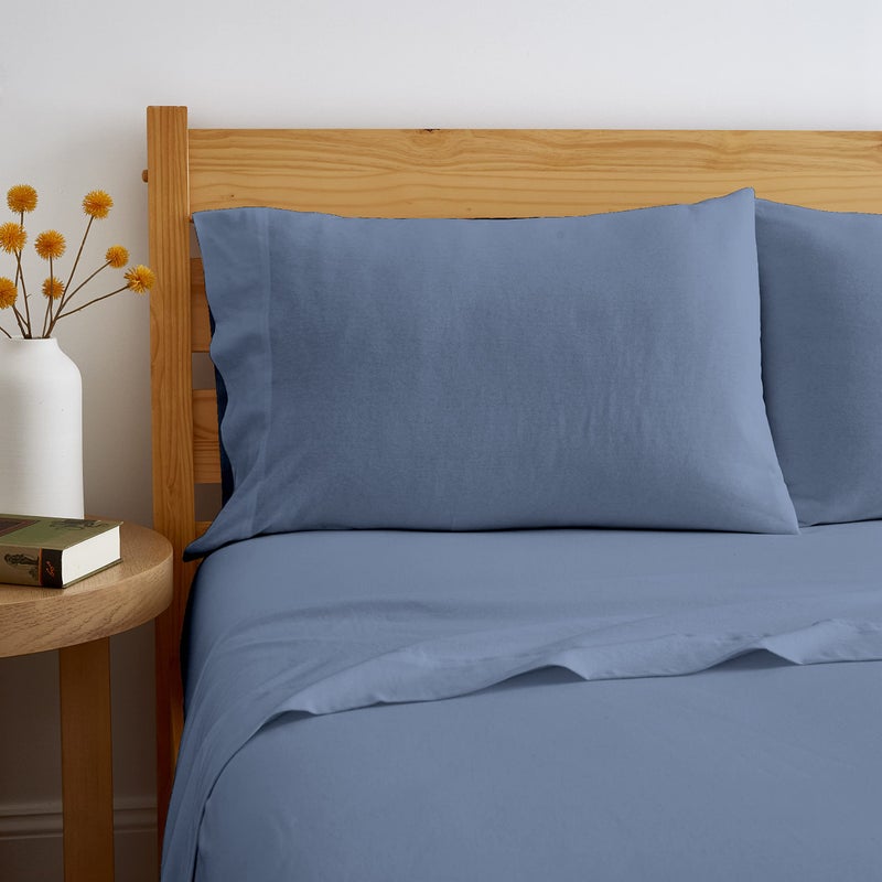 BED INC Road Trip America Jersey Sheets Set - Cotton 3 Pieces Twin Set - T-Shirt Soft Knit Stretchy Bed Sheets - All Seasonal and Deep Pockets - Certified by Oeko-TEX (Captain's Blue, Twin) - Image 2